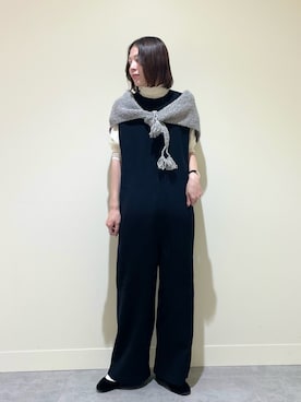 「かぐれ（カグレ）のペルータッセルストール（マフラー）」を使った、takagi naoさん（レディース・165cm）の冬コーディネート