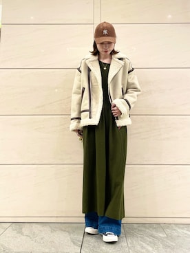 「サニーレーベル」｜「アイテム（ムートンコート）」を使った、takagi naoさん（レディース・165cm）の冬コーディネート