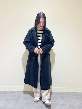 「かぐれ（カグレ）のボーダーワイドカットソー（Tシャツ/カットソー）」を使った、takagi naoさん（レディース・165cm）の秋コーディネート