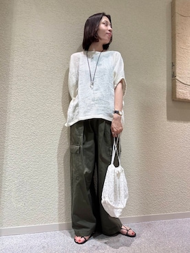 「かぐれ（カグレ）のユーティリティーイージーパンツ（その他パンツ）」を使った、takagi naoさん（レディース・165cm）の夏コーディネート