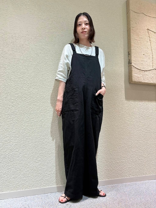 リネンクルーネックハーフスリーブ