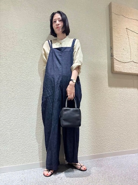 「骨格ナチュラル」｜「アイテム（サロペット/オーバーオール）」を使った、takagi naoさん（レディース・165cm）の夏コーディネート