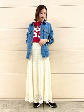「SonnyLabel」｜「アイテム（デニムジャケット）」を使った、takagi naoさん（レディース・165cm）の秋コーディネート