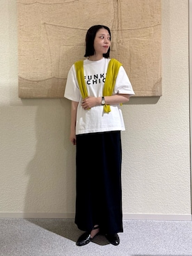 「かぐれ（カグレ）のカットストレートスカート（スカート、ブラック系）」を使った、takagi naoさん（レディース・165cm）の夏コーディネート