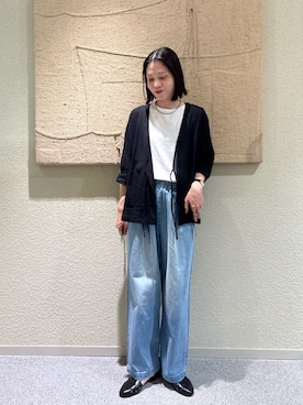 「かぐれ（カグレ）のコットン丸胴タンクトップ（タンクトップ、ホワイト系）」を使った、takagi naoさん（レディース・165cm）の夏コーディネート