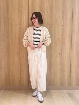 「かぐれ（カグレ）のボーダーワイドカットソー（Tシャツ/カットソー）」を使った、takagi naoさん（レディース・165cm）の秋コーディネート