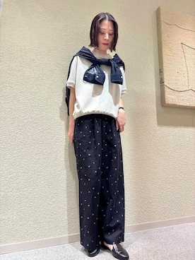 「かぐれ（カグレ）のサカリバーフレンチスリーブ（Tシャツ/カットソー）」を使った、takagi naoさん（レディース・165cm）の春コーディネート