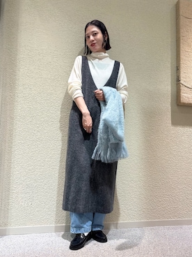 「かぐれ（カグレ）のウールハイゲージタートルネック（ニット/セーター）」を使った、takagi naoさん（レディース・165cm）の秋コーディネート