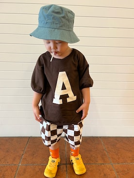 「PETIT BATEAU（プチバトー）のアイテム（帽子）」を使った、mizuさん（キッズ・90cm）の秋コーディネート