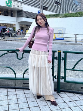 「リブニット」｜「アイテム（バレエシューズ）」を使った、yuiさん（レディース・148cm）の秋コーディネート