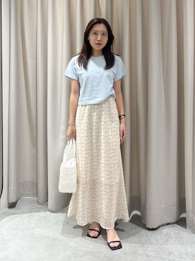 「FREE'S MART（フリーズマート）の◆ＵＳＡコットンクルーネックＴシャツ（Tシャツ/カットソー、ブルー系）」を使った、yuiさん（レディース・148cm）の春コーディネート