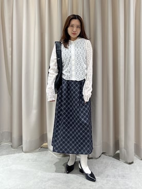 「FREE'S MART（フリーズマート）の◆サイドドロストレースフーディー（Tシャツ/カットソー、ホワイト系）」を使った、yuiさん（レディース・148cm）の春コーディネート