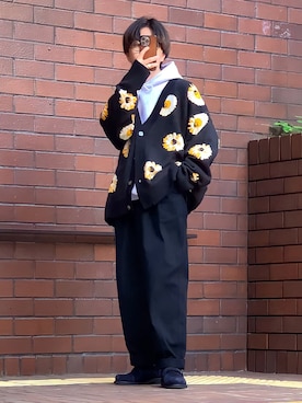 「センター分け」｜「アイテム（スリッポン）」を使った、みっち~さん（メンズ・165cm）の秋コーディネート