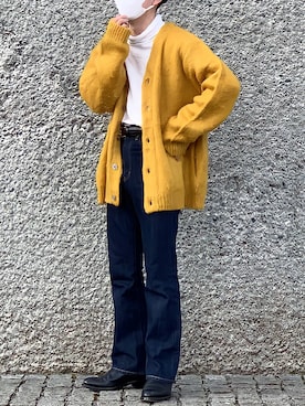 「モヘアカーディガン」｜「アイテム（その他シューズ）」を使った、みっち~さん（メンズ・165cm）の冬コーディネート