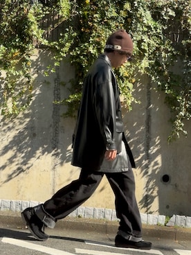 「アイテム（ライダースジャケット）」を使った、みっち~さん（メンズ・165cm）の秋コーディネート