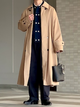 「epnok（エプノック）のアイテム（トレンチコート）」を使った、みっち~さん（メンズ・165cm）の冬コーディネート