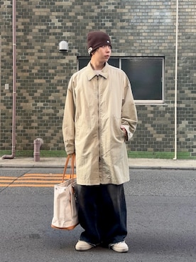 「アイテム（ステンカラーコート）」を使った、みっち~さん（メンズ・165cm）の秋コーディネート