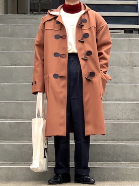 「低身長男子」｜「アイテム（ダッフルコート）」を使った、みっち~さん（メンズ・165cm）の冬コーディネート