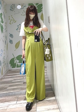 「HANNE（アン）のアイテム（サロペット/オーバーオール）」を使った、ひみこさん（レディース・160cm）の夏コーディネート