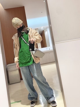 「FIRST DOWN（ファーストダウン）のアイテム（帽子）」を使った、ひみこさん（レディース・160cm）の春コーディネート