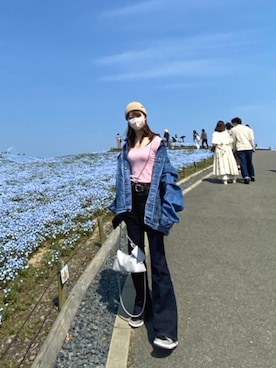 「FIRST DOWN（ファーストダウン）のアイテム（帽子）」を使った、ひみこさん（レディース・160cm）の春コーディネート