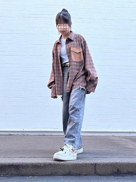 「アイテム（Tシャツ/カットソー）」を使った、ahmaさん（レディース・145cm）の秋コーディネート