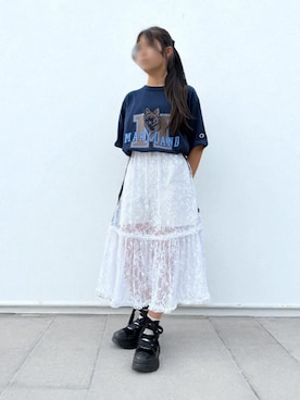 「アイテム（スカート）」を使った、akiさん（レディース・150cm・40代）の夏コーディネート