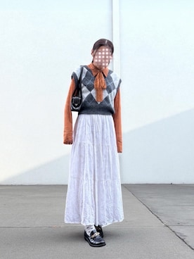 「FREAK'S STORE（フリークスストア）のアイテム（スカート）」を使った、ahmaさん（レディース・150cm）の秋コーディネート