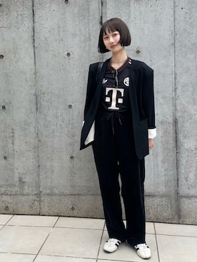 「アイテム（ノーカラージャケット）」を使った、TOMOKAさん（レディース・162cm）の秋コーディネート