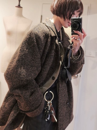 「LA PEAU DE GEM（ラポドゥジェム）の【LA PEAU DE GEM】raglan coat/ラグランコート（ステンカラーコート）」を使った、TOMOKAさん（レディース・162cm）の秋コーディネート