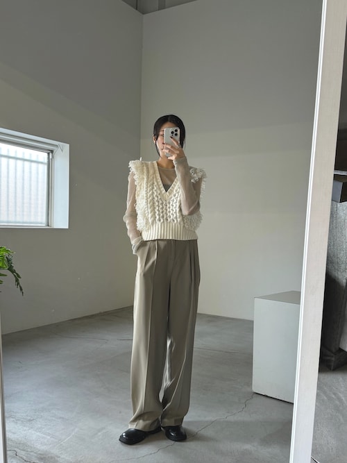 かぐれ　ケーブルニットベスト(ベージュ) GRL（グレイル）の「ケーブル編みニットベスト（ベスト）」 - WEAR