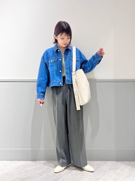 「ウツクシルエット_GLOBAL WORK」｜「アイテム（デニムジャケット）」を使った、kida.さん（レディース・165cm）の冬コーディネート