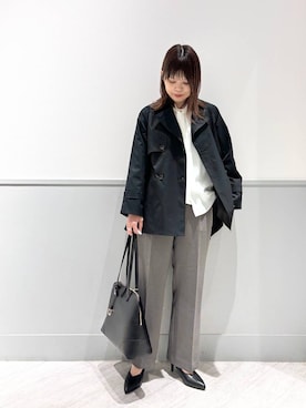 「GLOBAL WORK（グローバルワーク）のキレイつづく2WAYボウタイ/581012（シャツ/ブラウス、ホワイト系）」を使った、kida.さん（レディース・165cm）の春コーディネート