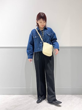 「ウツクシルエット_GLOBAL WORK」｜「アイテム（デニムジャケット）」を使った、kida.さん（レディース・165cm）の冬コーディネート