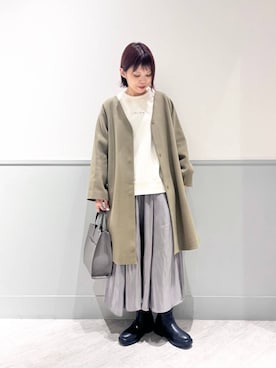 「アイテム（ノーカラーコート）」を使った、kida.さん（レディース・165cm）の秋コーディネート