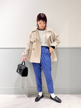 「ウツクシルエット_GLOBAL WORK」｜「アイテム（トレンチコート）」を使った、kida.さん（レディース・165cm）の冬コーディネート