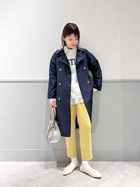 「ウツクシルエット_GLOBAL WORK」｜「アイテム（トレンチコート）」を使った、kida.さん（レディース・165cm）の春コーディネート