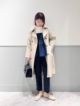 「ウツクシルエット_GLOBAL WORK」｜「アイテム（トレンチコート）」を使った、kida.さん（レディース・165cm）の春コーディネート