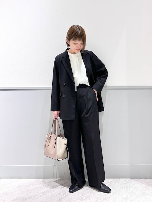 グローバルワーク ウツクシルエットノーカラージャケット ネイビー M