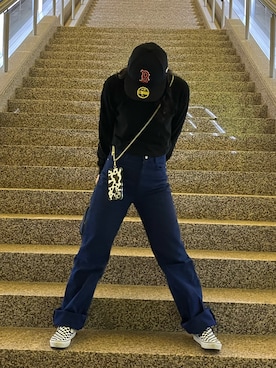「キャップ女子」｜「アイテム（スリッポン）」を使った、#zuさん（レディース・158cm）の春コーディネート