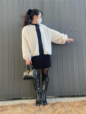 「GRL（グレイル）のアイテム（ブルゾン）」を使った、#zuさん（レディース・158cm）の冬コーディネート