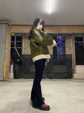 「EVRIS（エヴリス）のアイテム（ブルゾン）」を使った、#zuさん（レディース・158cm）の冬コーディネート