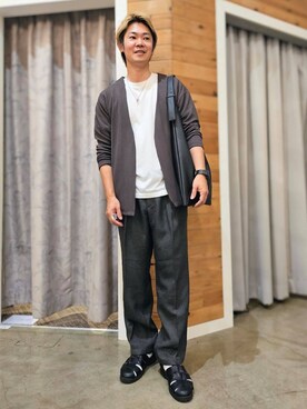 「THE SHOP TK （ザ ショップ ティーケー ）のアイテム（トートバッグ）」を使った、藤田さん（メンズ・170cm）の秋コーディネート