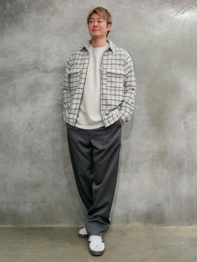 「アイテム（スカート）」を使った、藤田さん（メンズ・170cm）の冬コーディネート