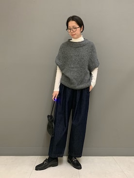 「かぐれ（カグレ）のアルパカルーズベスト（ニット/セーター）」を使った、yoshidadaさん（レディース・162cm）の秋コーディネート