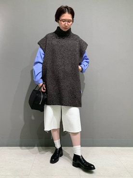 「かぐれ（カグレ）のBEAUTIFUL SHOES　MIDDLE-CUT SIDEGORE（ブーツ）」を使った、yoshidadaさん（レディース・162cm）の秋コーディネート