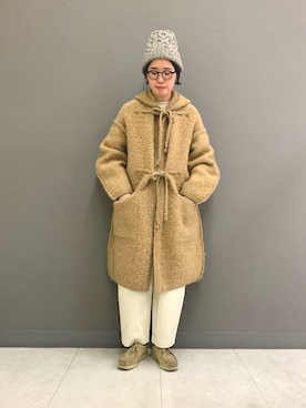 「アイテム（ニットキャップ/ビーニー、グレー系）」を使った、yoshidadaさん（レディース・162cm）の秋コーディネート