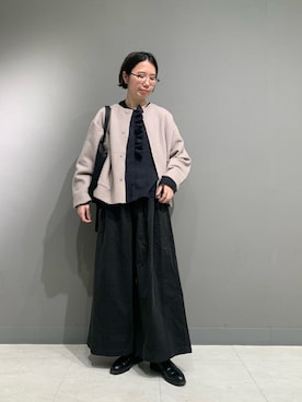 「アイテム（ノーカラージャケット）」を使った、yoshidadaさん（レディース・162cm）の冬コーディネート