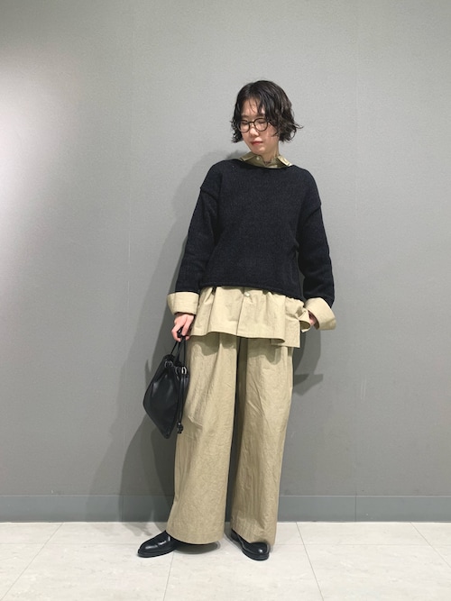 26SS かぐれ テープヤーンボートネックニット ライトベージュ テープヤーンボートネックニット（ニット/セーター）｜かぐれ（カグレ