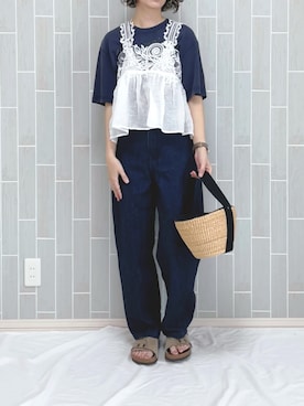 「無印良品（ムジルシリョウヒン）のアイテム」を使った、sui𓆸さん（レディース・156cm）の夏コーディネート